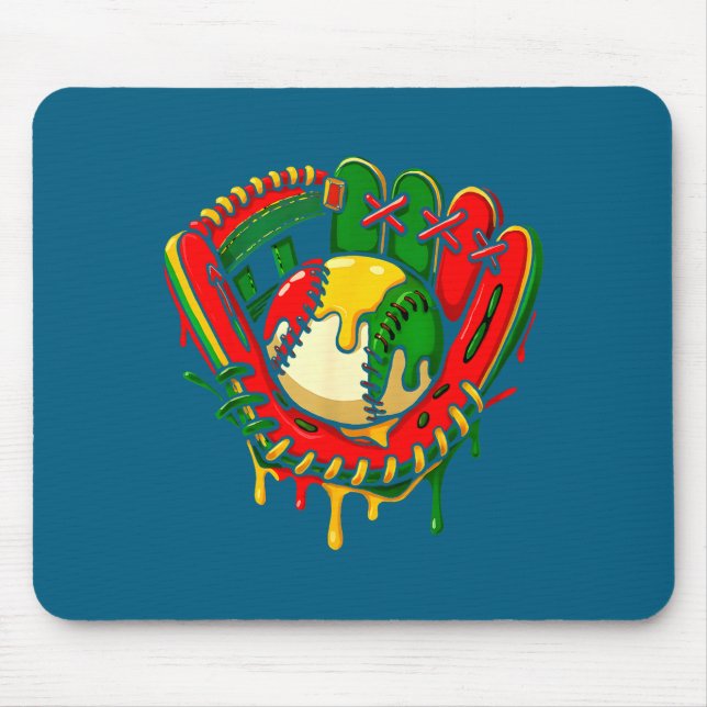 Baseball-Drip Juneteenth schwarzer Stolz afrikanis Mousepad (Vorne)