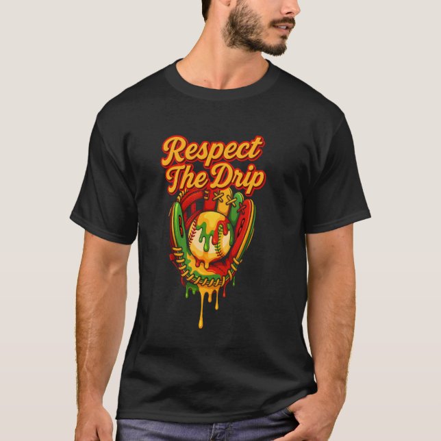 Baseball Drip Juneteenth Schwarzer Stolz Afrikanis T-Shirt (Vorderseite)