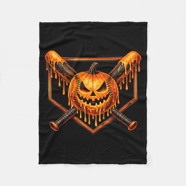 Baseball-Drip-Kürbis-Grusel-Geist-Halloween-Jungs Fleecedecke (Vorderseite)