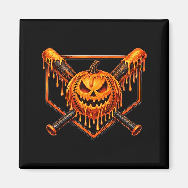 Baseball-Drip-Kürbis-gruseliger-Geist-Halloween-Ju Magnet (Vorne)