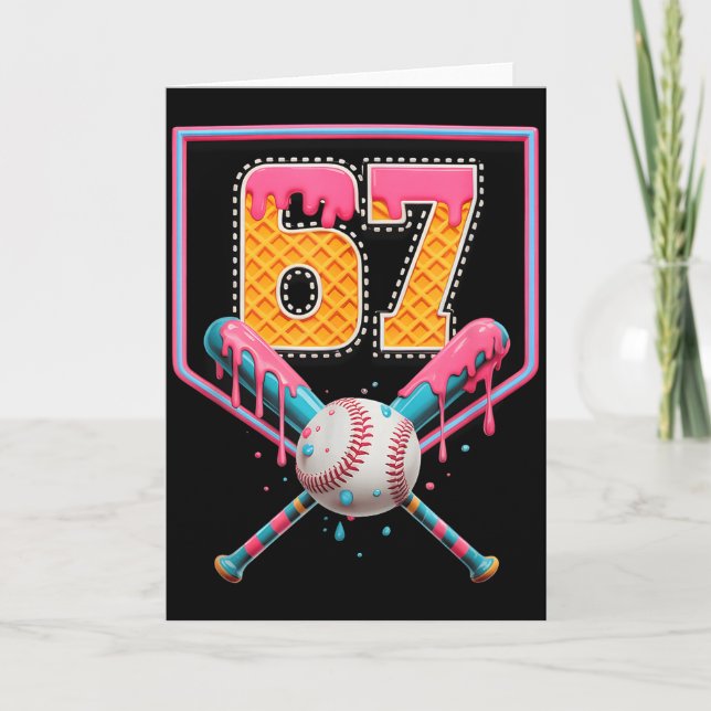 Baseball Drip Number 67 Fun Six Seven 6 7 Meme Des Karte (Vorderseite)