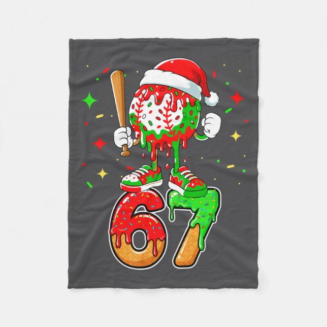 Baseball Drip Number 67 Meme Ice Cream Dripng Chri Fleecedecke (Vorderseite)