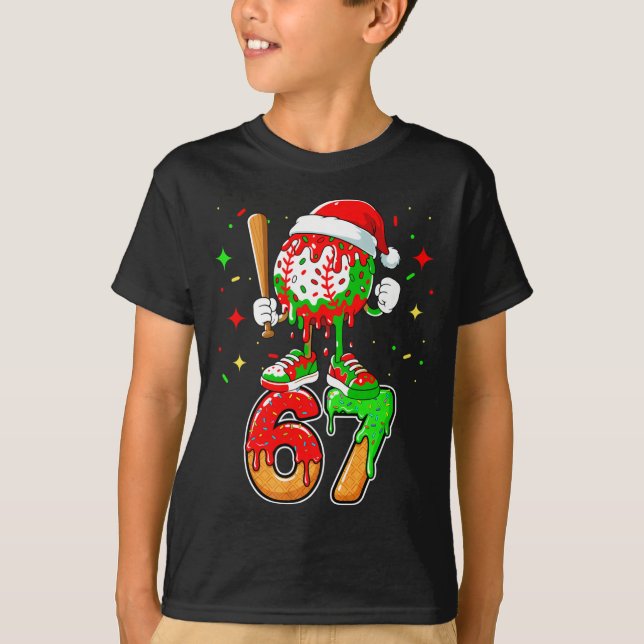 Baseball Drip Number 67 Meme Ice Cream Dripng Chri T-Shirt (Vorderseite)