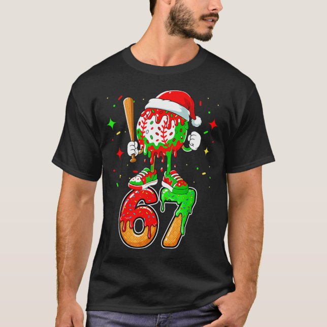 Baseball Drip Number 67 Meme Ice Cream Dripng Chri T-Shirt (Vorderseite)