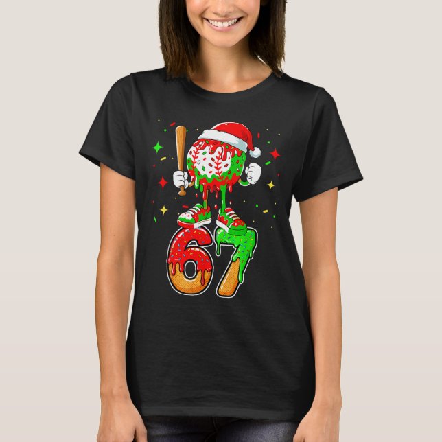 Baseball Drip Number 67 Meme Ice Cream Dripng Chri T-Shirt (Vorderseite)