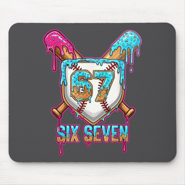 Baseball Drip Number 67 Player 6-7 Six Seven Meme  Mousepad (Vorne)