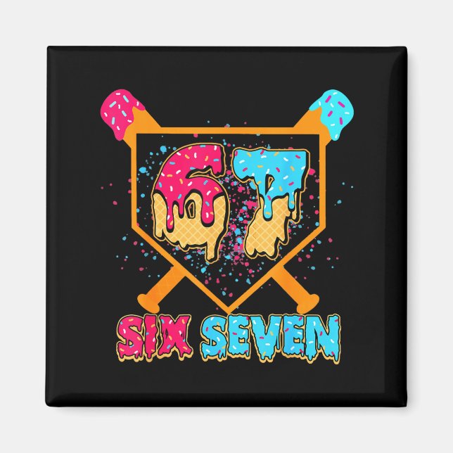 Baseball Drip Number 67 Player Or 67th Birthday Bo Magnet (Vorne)