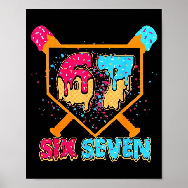 Baseball Drip Number 67 Player Or 67th Birthday Bo Poster (Vorne)