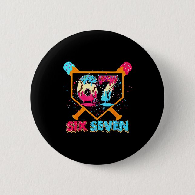 Baseball Drip Number 67 Player Or 67th Birthday  Button (Vorderseite)