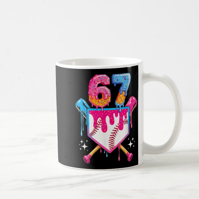 Baseball Drip Number 67 Player Or 67th Birthday  Kaffeetasse (Rechts)