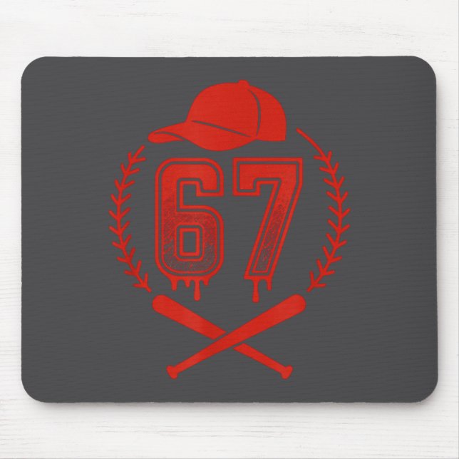 Baseball Drip Number 67 Player Or 67th Birthday  Mousepad (Vorne)
