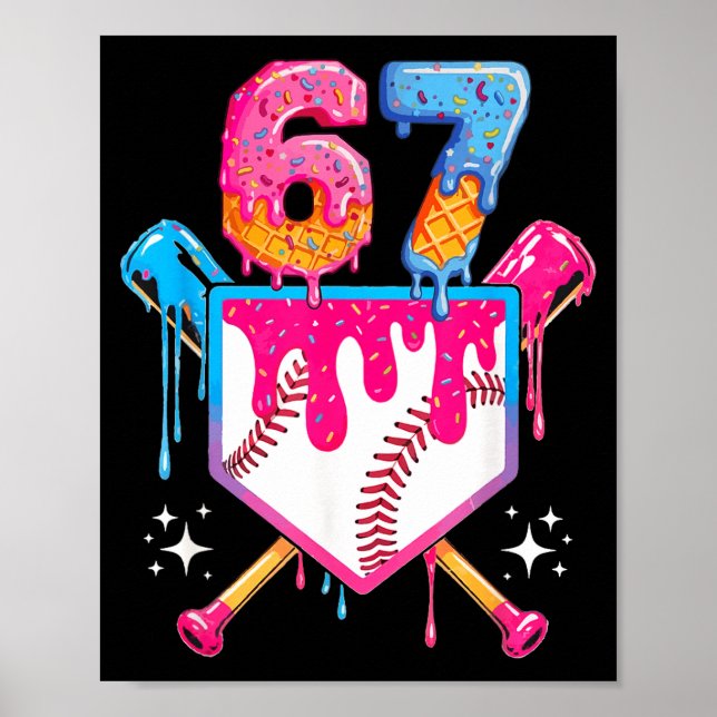 Baseball Drip Number 67 Player Or 67th Birthday  Poster (Vorne)