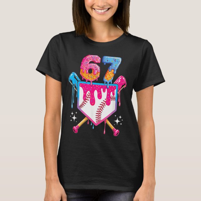 Baseball Drip Number 67 Player Or 67th Birthday  T-Shirt (Vorderseite)