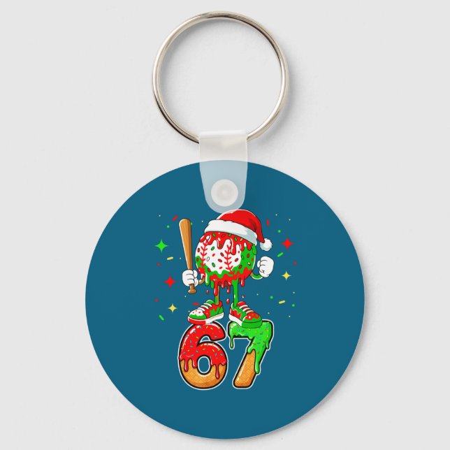 Baseball-Drip Nummer 67 Meme Eiscreme Tröpfelt Wei Schlüsselanhänger (Vorderseite)