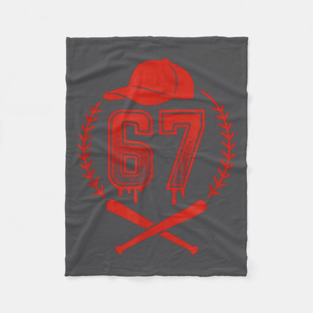 Baseball Drip Nummer 67 Spieler Oder 67. Geburtsta Fleecedecke (Vorderseite)