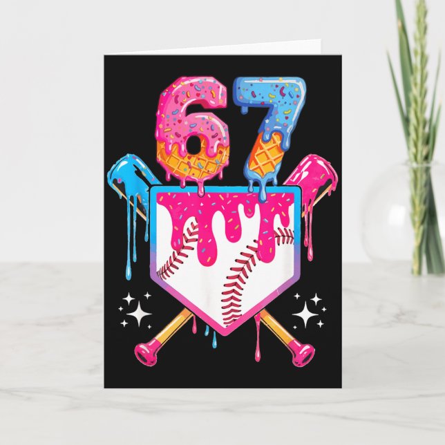 Baseball Drip Nummer 67 Spieler oder 67. Geburtsta Karte (Vorderseite)