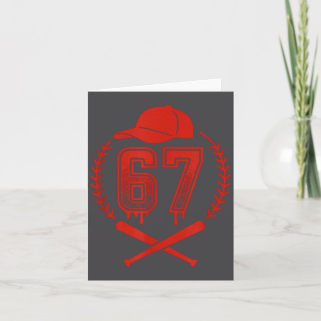 Baseball Drip Nummer 67 Spieler oder 67. Geburtsta Karte (Vorderseite)