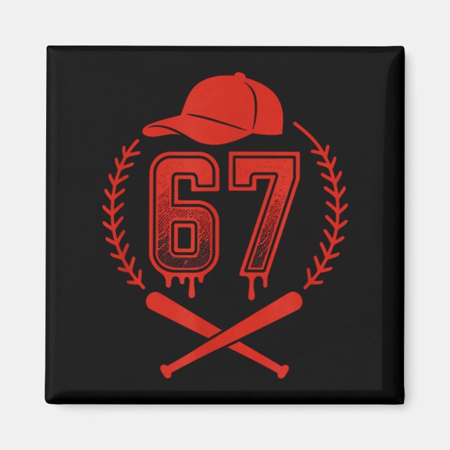 Baseball-Drip Nummer 67 Spieler oder 67. Geburtsta Magnet (Vorne)