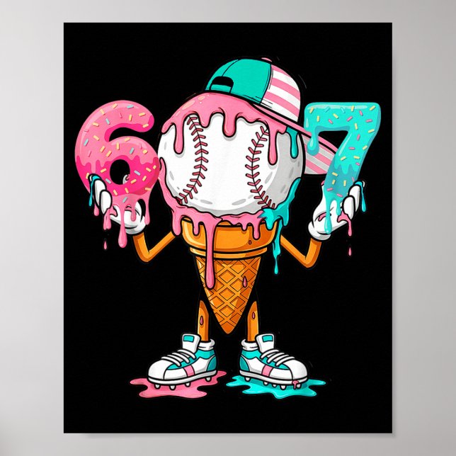 Baseball Drip Nummer 67 Spieler oder 67. Geburtsta Poster (Vorne)