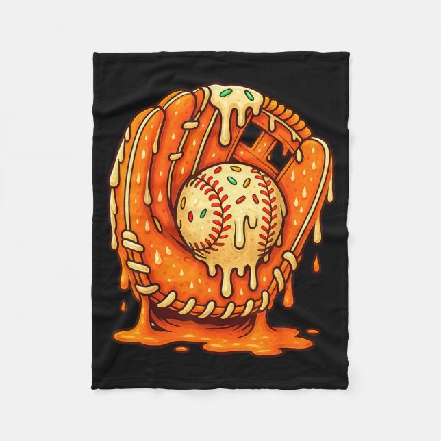 Baseball Drip Team For Boys Ice Cream Cool  Fleecedecke (Vorderseite)