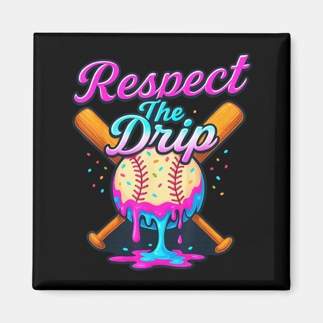 Baseball Drip Team For Boys Ice Cream Cool  Magnet (Vorne)