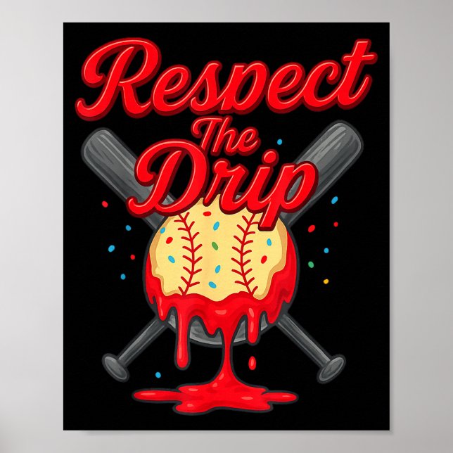 Baseball-Drip-Team für Jungen und Mädchen Eiscreme Poster (Vorne)