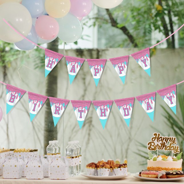 Baseball Drip Wimpel Alles Gute zum Geburtstag Wimpelkette (Baseball drip triangle pennant bunting flags
)
