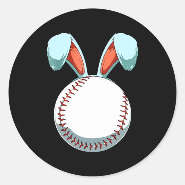 Baseball Easter Day Bunny Ears Rabbit Baseball Fa  Runder Aufkleber (Vorderseite)