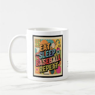 Baseball Eat Sleep Repeat Pop Art Personalized Kaffeetasse