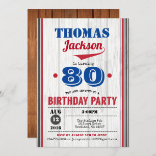 Baseball Einladung zum 90. Geburtstag. Rustikales