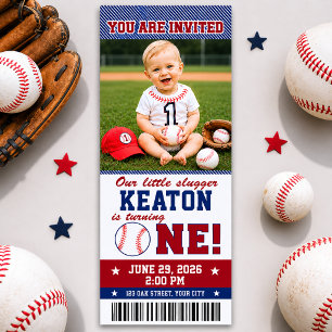 Baseball-Einladung zum ersten Geburtstag Einladung
