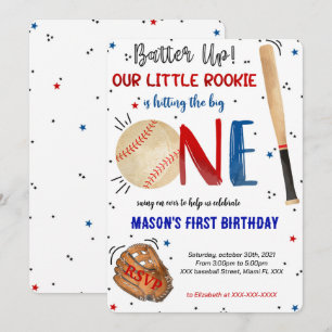Baseball-Einladung zum ersten Geburtstag Einladung