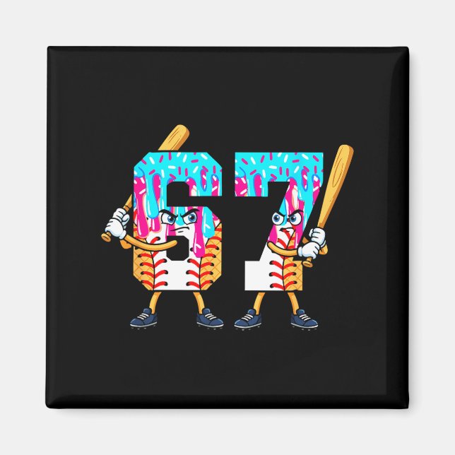 Baseball Eiscreme 67 Six Seven Cooler Spieler 6 7  Magnet (Vorne)