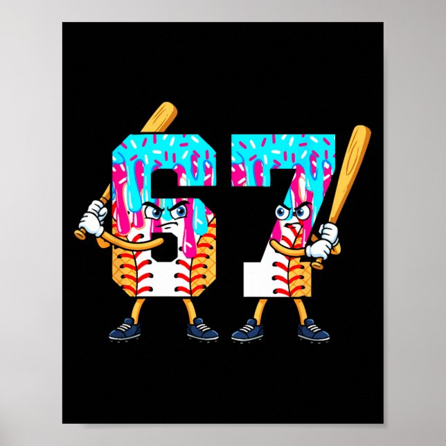 Baseball-Eiscreme 67 Six Seven Cooler Spieler 6 7  Poster (Vorne)