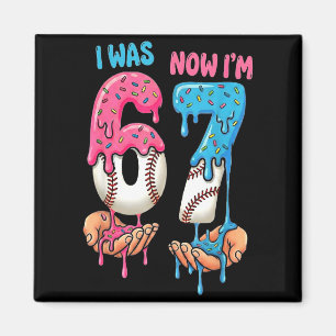 Baseball Eiscreme Ich war 6 Jetzt bin ich 7 Lustig Magnet