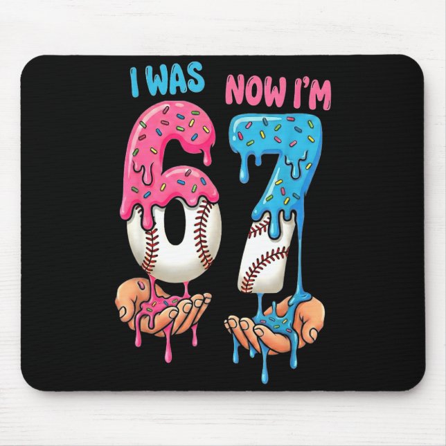 Baseball-Eiscreme Ich war 6 Jetzt bin ich 7 Lustig Mousepad (Vorne)