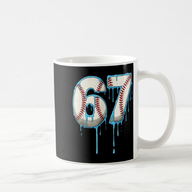 Baseball-Eiscreme-Tropf 67 Six Seven Meme Nummer 6 Kaffeetasse (Rechts)
