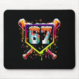 Baseball-Eiscreme-Tropf Nummer 67 Sechs Sieben Mem Mousepad