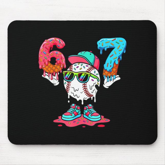 Baseball-Eiscreme-Tropf Nummer 67 Spieler 67. Gebu Mousepad (Vorne)
