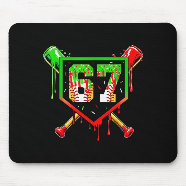 Baseball-Eiscreme-Tropf Nummer 67 Spieler 6 7 Chri Mousepad (Vorne)