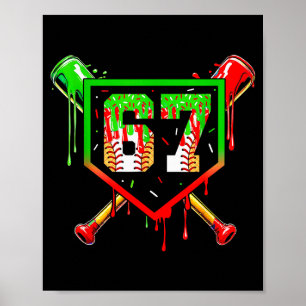 Baseball-Eiscreme-Tropf Nummer 67 Spieler 6 7 Chri Poster