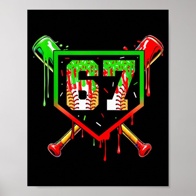 Baseball-Eiscreme-Tropf Nummer 67 Spieler 6 7 Chri Poster (Vorne)
