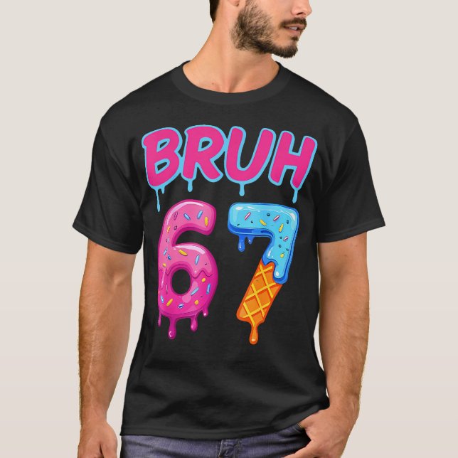 Baseball-Eiscreme-Tropf Nummer 67 Spieler oder 67. T-Shirt (Vorderseite)