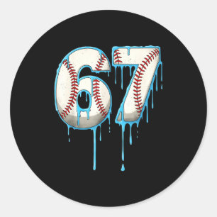 Baseball-Eiscreme-Tropfen 67 Sechs Sieben Meme Num Runder Aufkleber