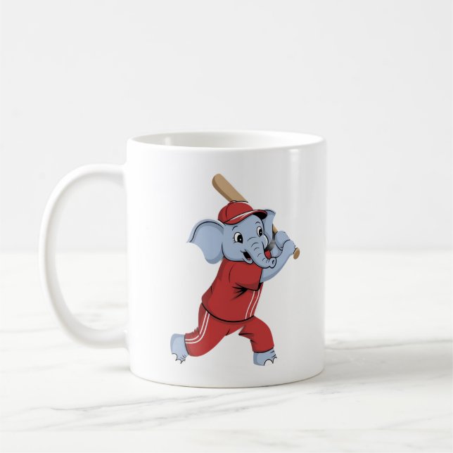 Baseball Elephant Cartoon Kaffeetasse (Links)