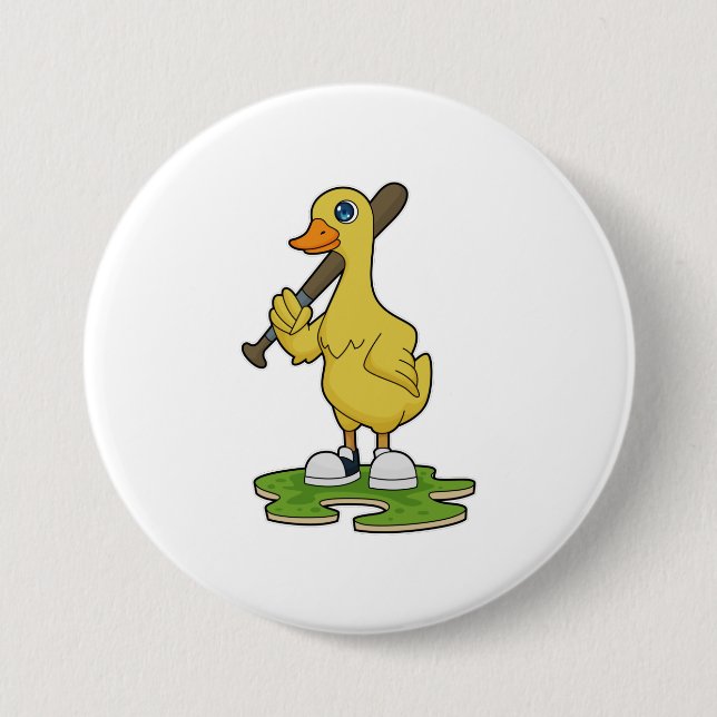 Baseball-Ente mit Baseballschläger Button (Vorderseite)