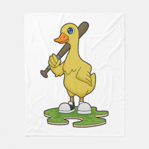 Baseball-Ente mit Baseballschläger Fleecedecke