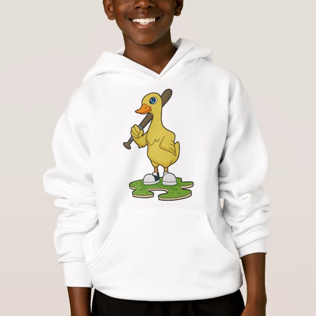 Baseball-Ente mit Baseballschläger Hoodie (Vorderseite)