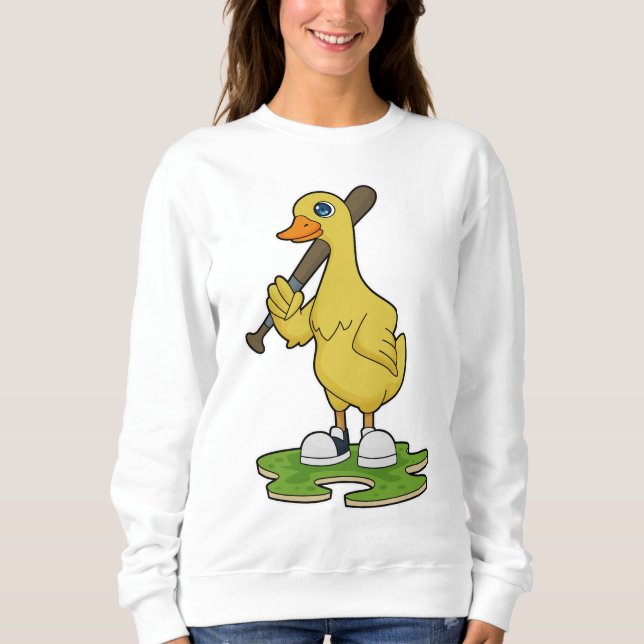 Baseball-Ente mit Baseballschläger Sweatshirt (Vorderseite)