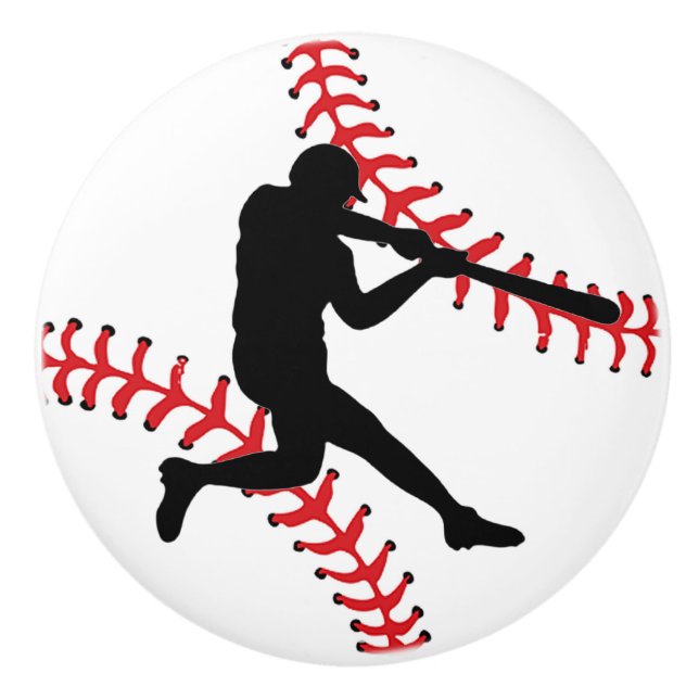 Baseball-Entwurfsknopf, Kabinettkasten Keramikknauf (Vorderseite)